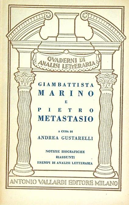 Giambattista Marino, Pietro Metastasio - Andrea Gustarelli - copertina