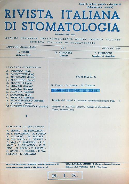 Rivista Italiana di Stomatologia 1/1966 - copertina