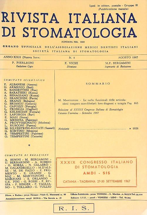 Rivista Italiana di Stomatologia 8/1967 - copertina