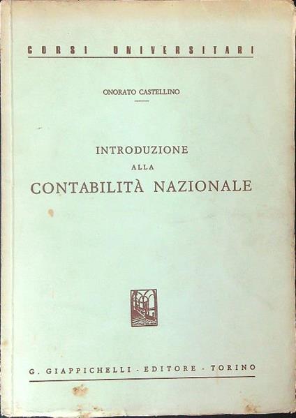 Introduzione alla contabilità nazionale - Onorato Castellino - copertina