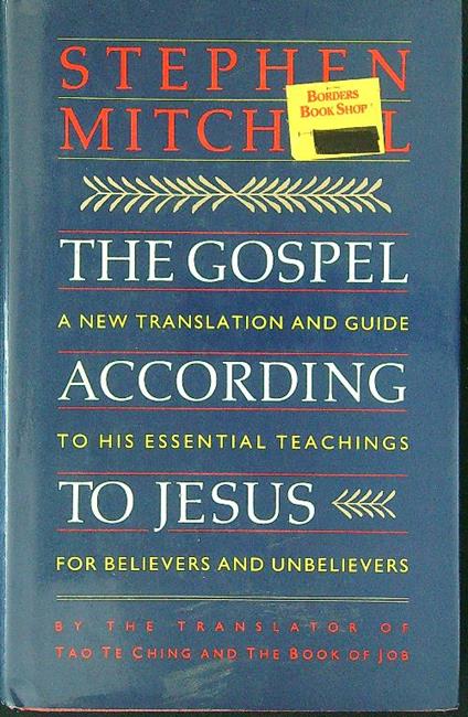 The  gospel according to Jesus - stephen Mitchell - copertina