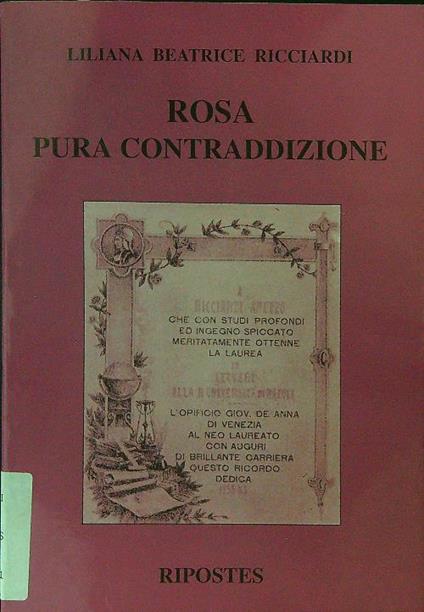 Rosa pura contraddizione - Liliana Beatrice Ricciardi - copertina