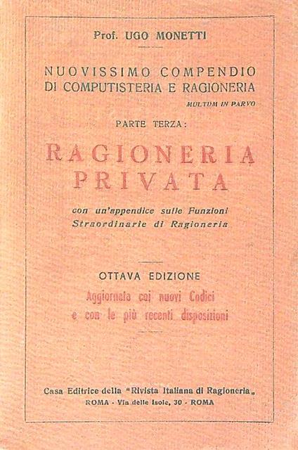 Ragioneria privata - Ugo Monetti - copertina