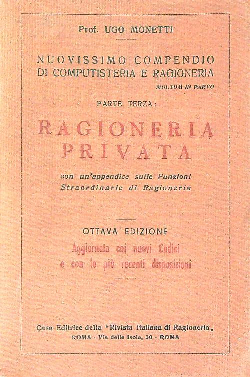 Ragioneria privata - Ugo Monetti - copertina