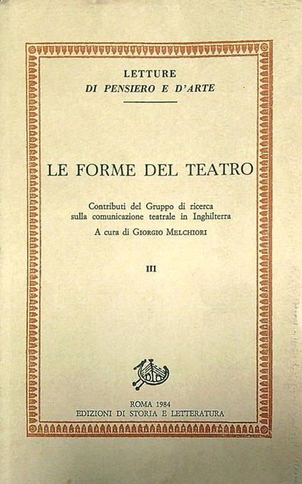 Le forme del Teatro Vol.III - copertina