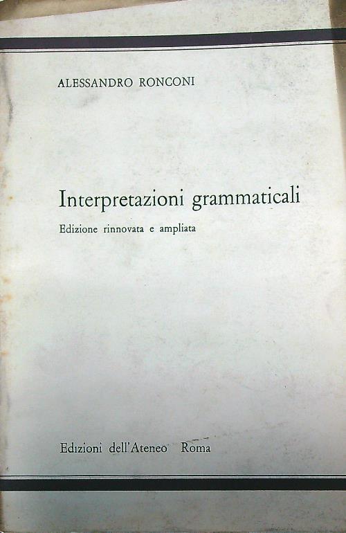 Interpretazioni grammaticali - Alessandro Ronconi - copertina