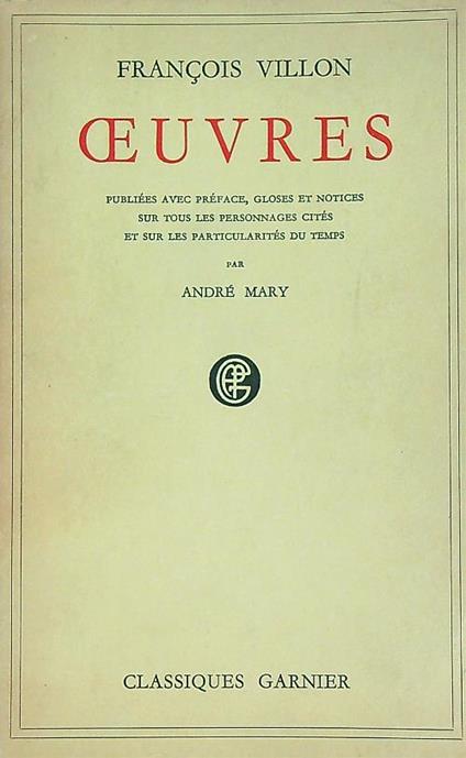 Oeuvres - Francois Villon - copertina