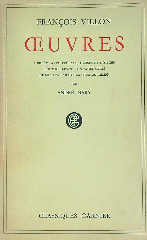 Oeuvres - Francois Villon - copertina