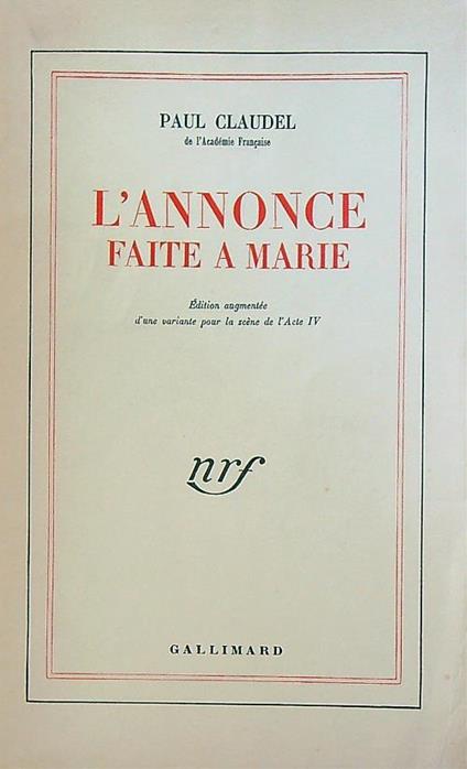 L' annonce faite a Marie - Paul Claudel - copertina