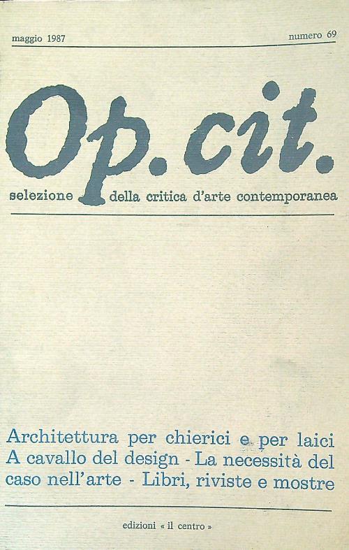 Op. Cit.  69/ 1987 - copertina