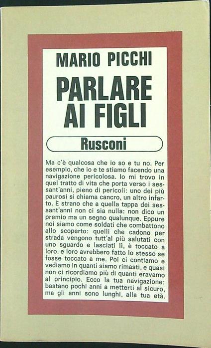 Parlare ai figli - Mario Picchi - copertina