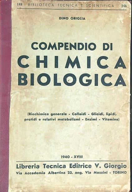Compendio di Chimica biologica - Dino Origlia - copertina