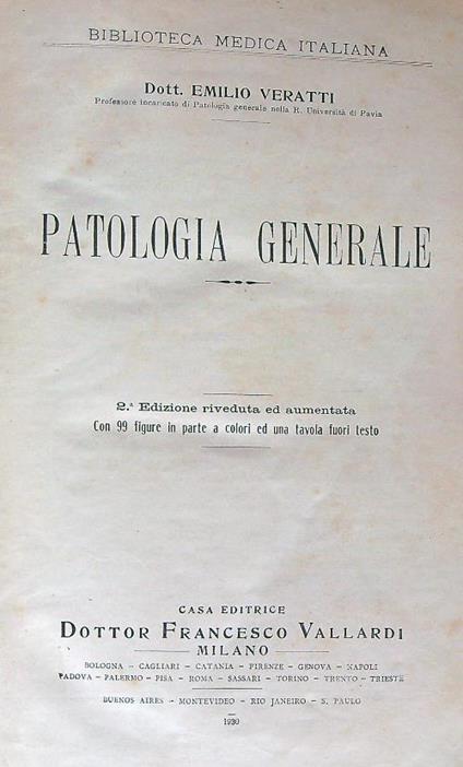 patologia generale - Emilio veratti - copertina