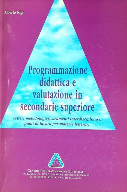 Programmazione didattica e valutazione in secondarie superiore - Alberto Nigi - copertina