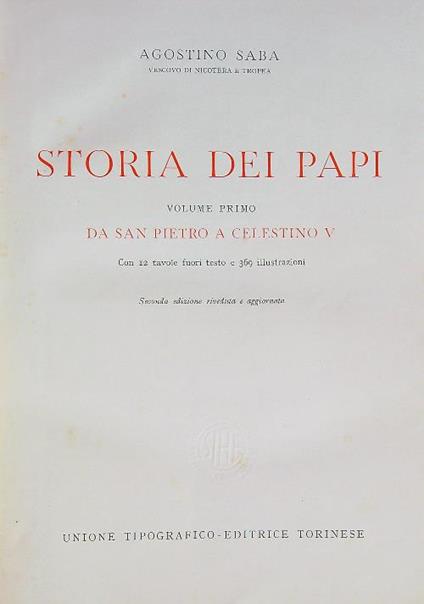 Storia dei papi. Vol 1 - Agostino Saba - copertina