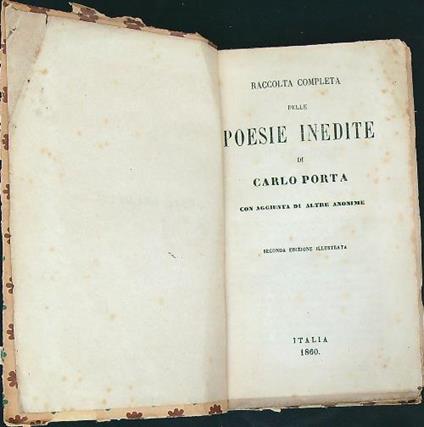Raccolta completa delle  poesie inedite  - Carlo Porta - copertina