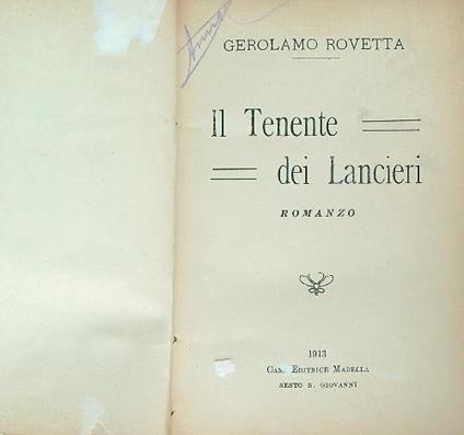 Il tenente del lancieri  - Gerolamo Rovetta - copertina