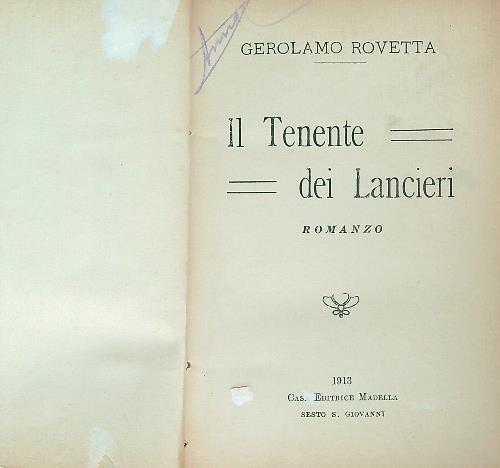 Il tenente del lancieri  - Gerolamo Rovetta - copertina