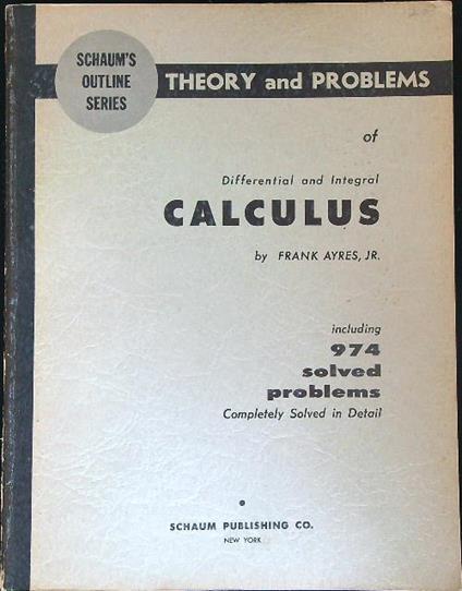 Differential and Integral Calculus  - Frank Ayres - copertina