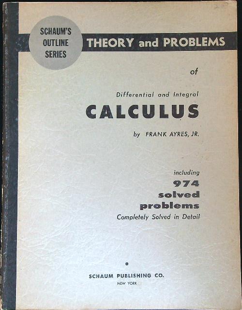 Differential and Integral Calculus  - Frank Ayres - copertina