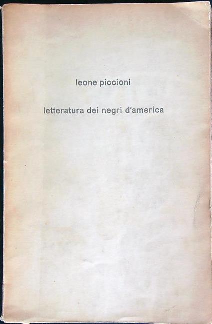 Letteratura dei negri d'America - Leone Piccioni - copertina