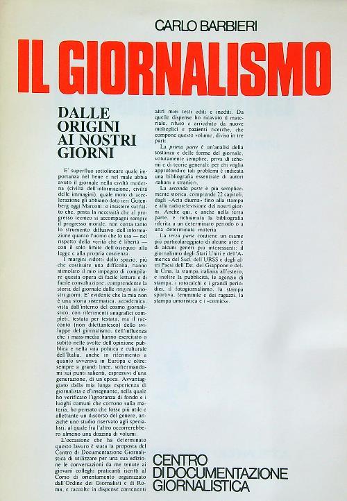 Il giornalismo - Carlo Barbieri - copertina