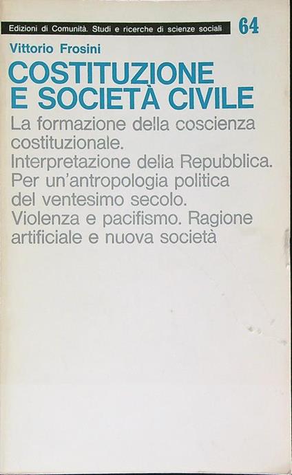 Costituzione e società civile   - Vittorio Frosini - copertina