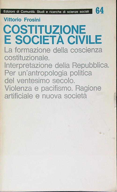 Costituzione e società civile   - Vittorio Frosini - copertina