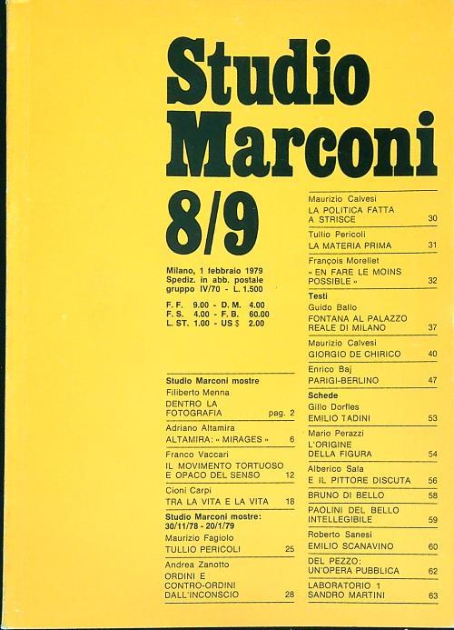 Studio marconi 8/9 - 1979 - a.vv. - copertina