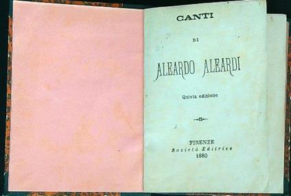 Canti  - Aleardo Aleardi - copertina