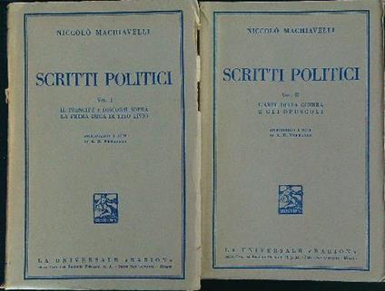 Scritti politici 2vv - Niccolò Machiavelli - copertina
