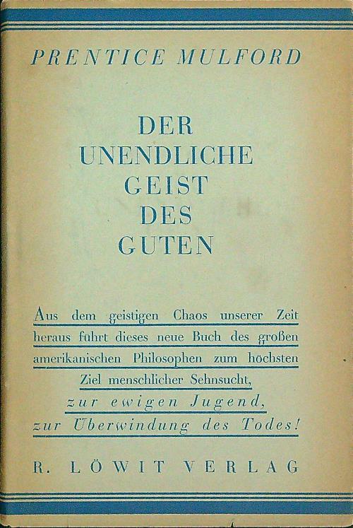 Der unendliche Geist des Guten  - Prentice Mulford - copertina