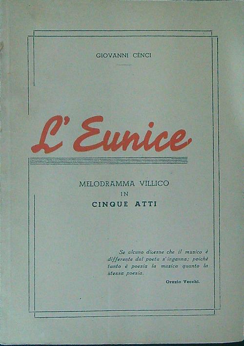 L' eunice - Giovanni Cenci - copertina