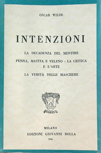 Intenzioni  - Oscar Wilde - copertina