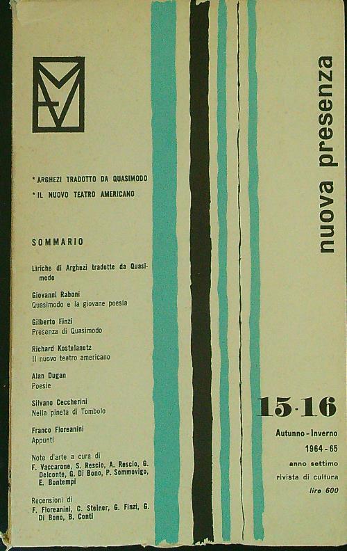 Nuova presenza 15-16 Autunno-Inverno 1964-65 - copertina