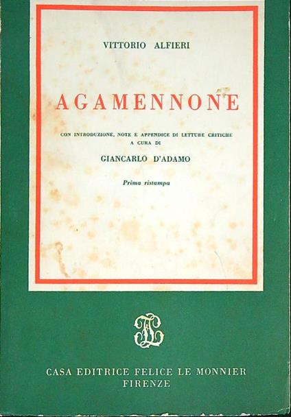 Agamennone - Vittorio Alfieri - copertina
