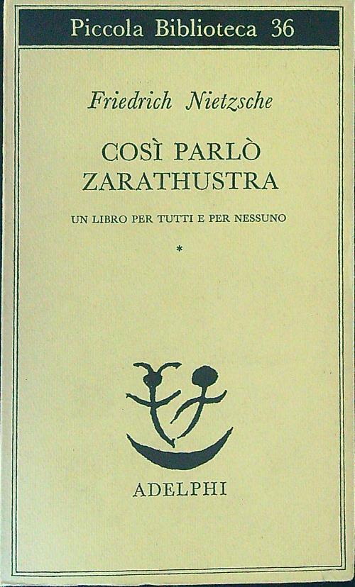 Così parlò Zarathustra Vol I - Friedrich Nietzsche - copertina