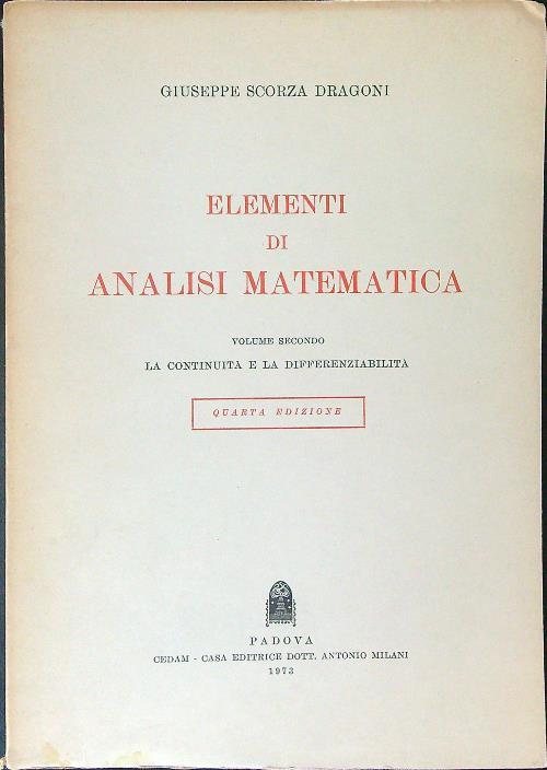 Elementi di analisi informatica Vol 2 - Giuseppe Scorza Dragoni - copertina