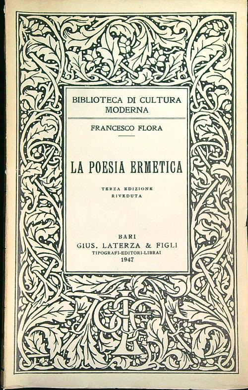 La poesia ermetica - Francesco Flora - copertina