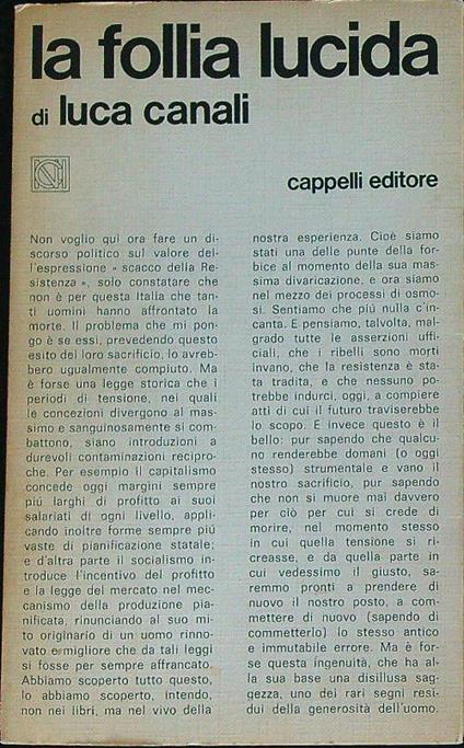 La follia lucida  - Luca Canali - copertina