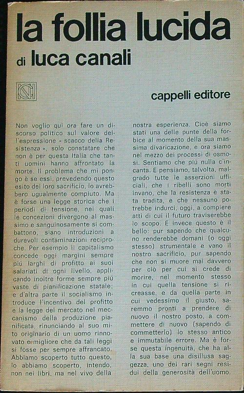 La follia lucida  - Luca Canali - copertina