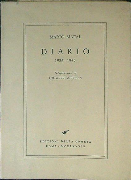 Diario 1926 - 1965 - Mario Mafai - copertina