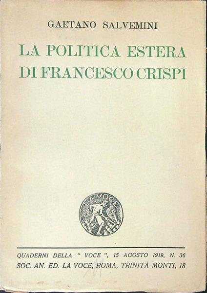 La  politica estera di Francesco Crispi - Gaetano Salvemini - copertina