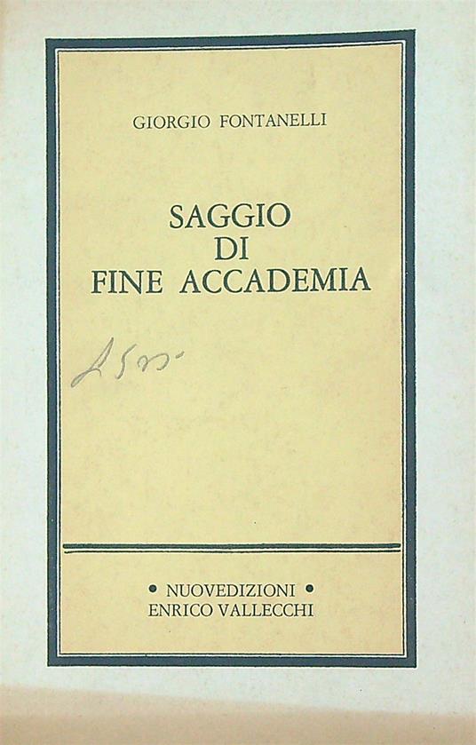 Saggio di fine Accademia   - Giorgio Fontanelli - copertina