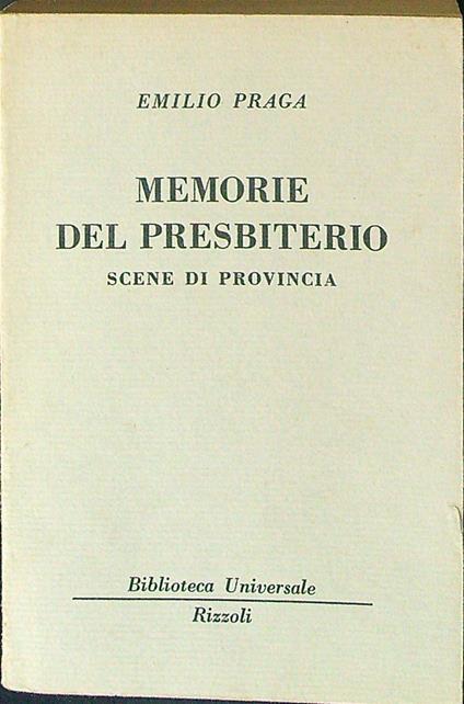 Memorie presbiterio - Emilio Praga - copertina