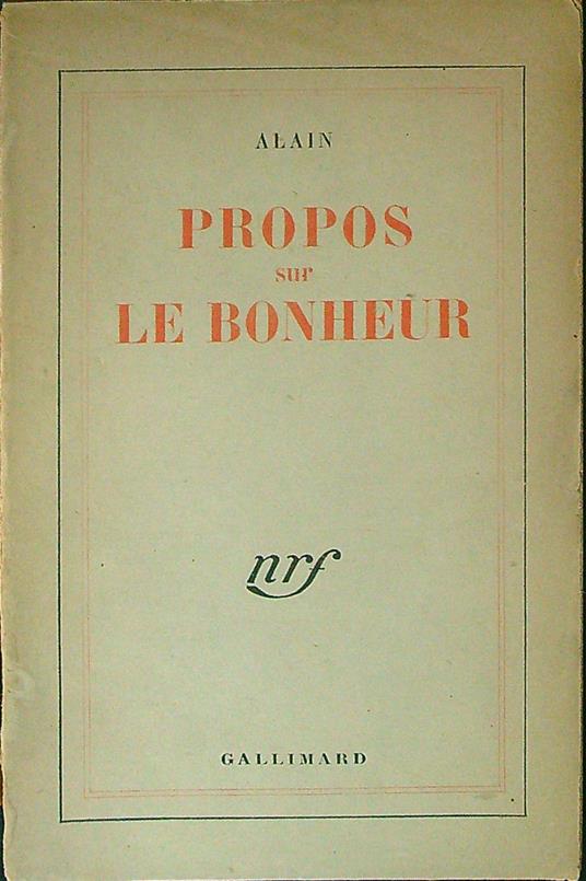 Propos sur le bonheur - Alain - copertina