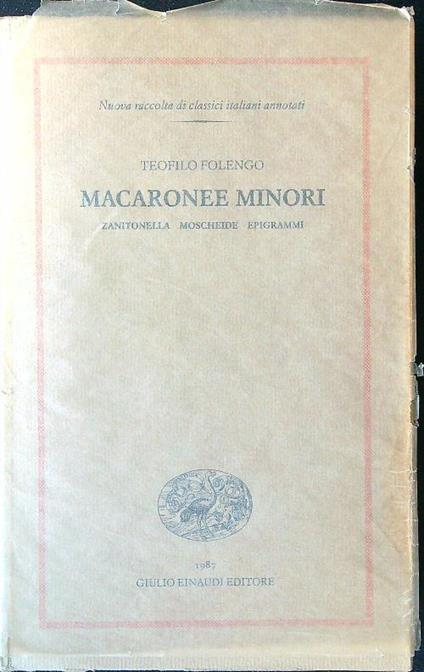 Macaronee minori - Teofilo Folengo - copertina