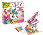 Crayola  super pen unicorno neon, gioco per sciogliere i pastelli a cera e creare disegni in rilievo