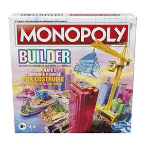 Giocattolo Monopoly - Builder. Il primo gioco da tavolo di strategia Monopoly adatto per famiglie e bambini dagli 8 anni in su. Hasbro
