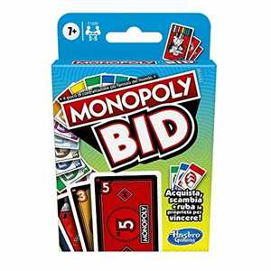 Giocattolo Monopoly Bid, gioco di carte rapido per famiglie e bambini dai 7 anni in su Hasbro